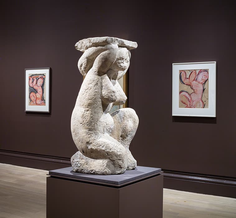 Installation view of the exhibition Modigliani Unmasked. September 15, 2017 – February 4, 2018. The Jewish Museum, NY. Photo by: Jason Mandella