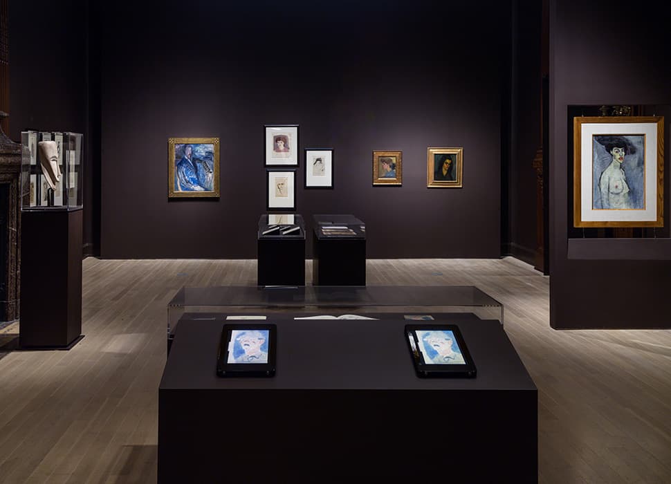 Installation view of the exhibition Modigliani Unmasked. September 15, 2017 – February 4, 2018. The Jewish Museum, NY. Photo by: Jason Mandella