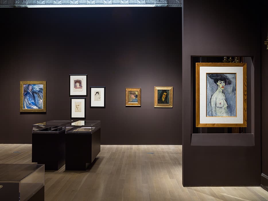 Installation view of the exhibition Modigliani Unmasked. September 15, 2017 – February 4, 2018. The Jewish Museum, NY. Photo by: Jason Mandella