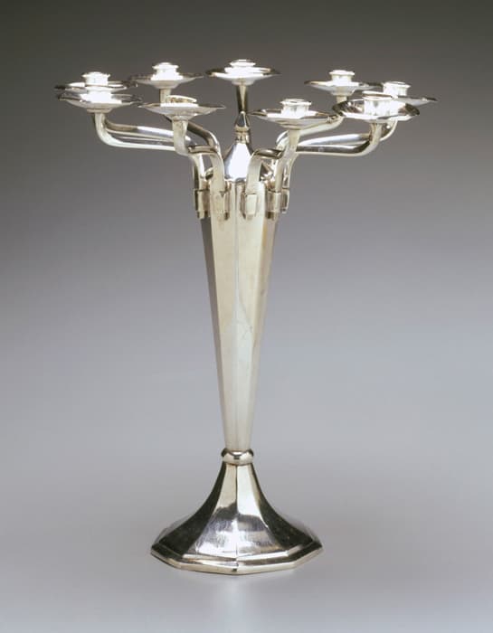 Hanukkah Lamp, Baghdad (Iraq), 1940, silver: repoussé, punched, and cast, 10 7/16 x 8 5/16 in. (diameter) (26.5 x 21.1 cm). The Jewish Museum, New York. Gift of Sun Soffair, 1996-153