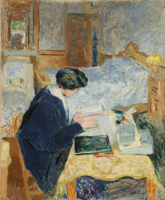 Edouard Vuillard (French, 1868-1940), Lucy Hessel Reading (Lucy Hessel lisant), 1913, oil on canvas, 39 7/16 x 32 5/8 in. (100.2 x 82.9 cm). The Jewish Museum, New York. Purchase: Lore Ross Bequest, 2010-23