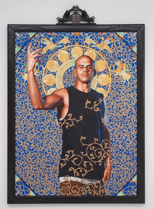 Kehinde Wiley (American, b. 1977), Leviathan Zodiac, 2011, The World Stage: Israel, oil and gold enamel on canvas, 95 3/4 x 71 3/4 in. (243.2 x 182.3 cm). © Kehinde Wiley; Courtesy of Roberts & Tilton, Culver City, California