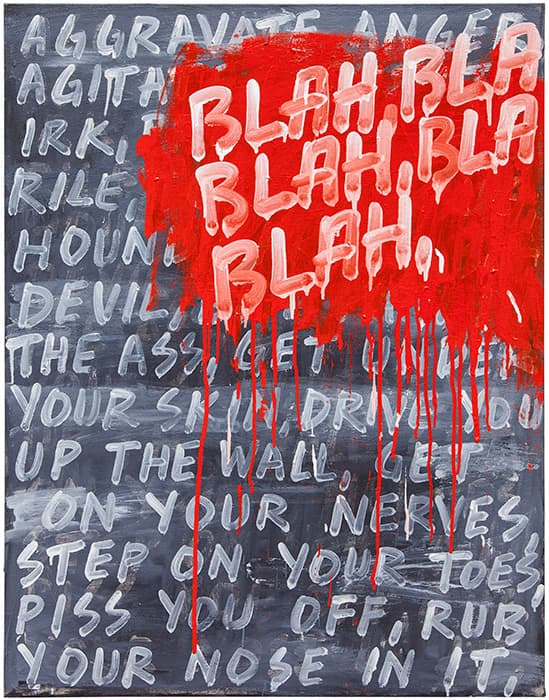 Mel Bochner, Voiceover, 2006-2012, oil on canvas, 36 x 28 in. (91.4 x 71.1 cm). Pergamont Collection. Artwork © Mel Bochner.