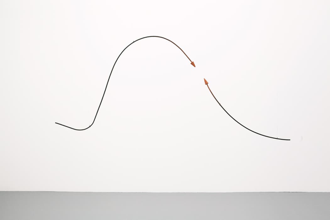 Edward Krasinski (Poland, born 1925, died 2004), Untitled, 1965, metal rod and wood, two parts 70 7/8 in. long (180 cm). Courtesy of Paulina Krasinska and Foksal Gallery Foundation, Warsaw.