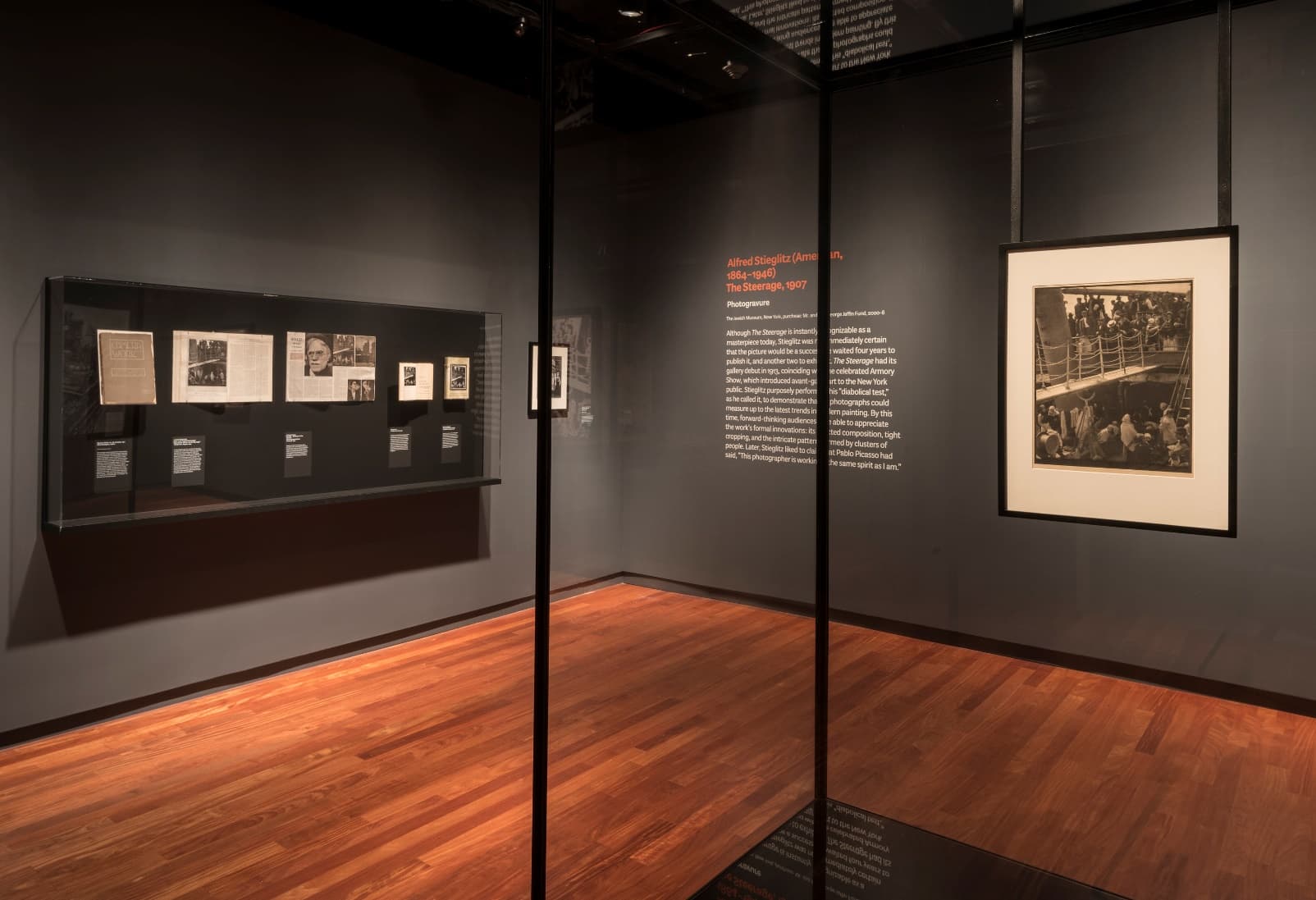 Installation view of the exhibition Masterpieces & Curiosities: Alfred Stieglitz’s The Steerage, September 25, 2015-February 14, 2016. The Jewish Museum, NY. Photo by: David Heald.