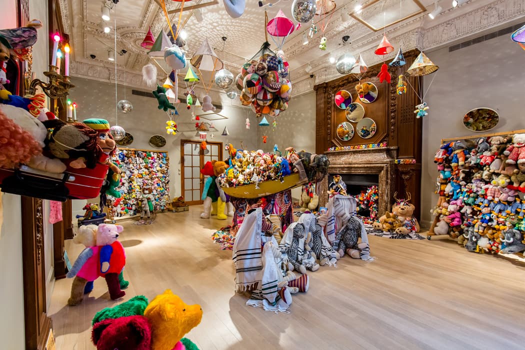 Installation view of the exhibition Charlemagne Palestine’s Bear Mitzvah in Meshugahland, March 17 - August 6, 2017. The Jewish Museum, NY. Photo: Will Ragozzino/SocialShutterbug.com