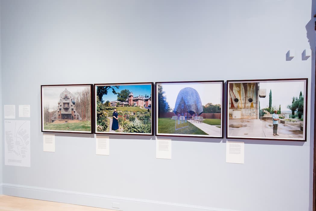 W FOURIER 

Joel Sternfeld, From the series Sweet Earth: Experimental Utopias in America, 2005
Chromogenic prints. Courtesy of the artist and Luhring Augustine, New York

In this series of photographs and texts, Joel Sternfeld chronicles utopian communities across the United States, from an eco-village in the Arizona dessert to a whimsical hospital in the mountains of West Virginia. Such communities have a rich history in America, the land of self-invention and fresh starts. The nineteenth-century French socialist philosopher Charles Fourier was a profound influence on such projects in both America and Europe, inspiring movements of people committed to living in ways at odds with those of mainstream society. He proposed egalitarian communities in which all members worked together and held property in common. Fourier dreamed of societies that functioned as smoothly as well-oiled machines, and the integration of domestic life with work life through architecture was one of the tenets of his vision. The unusual character of the buildings in these photographs suggests the eccentric doctrines that led to their construction.
