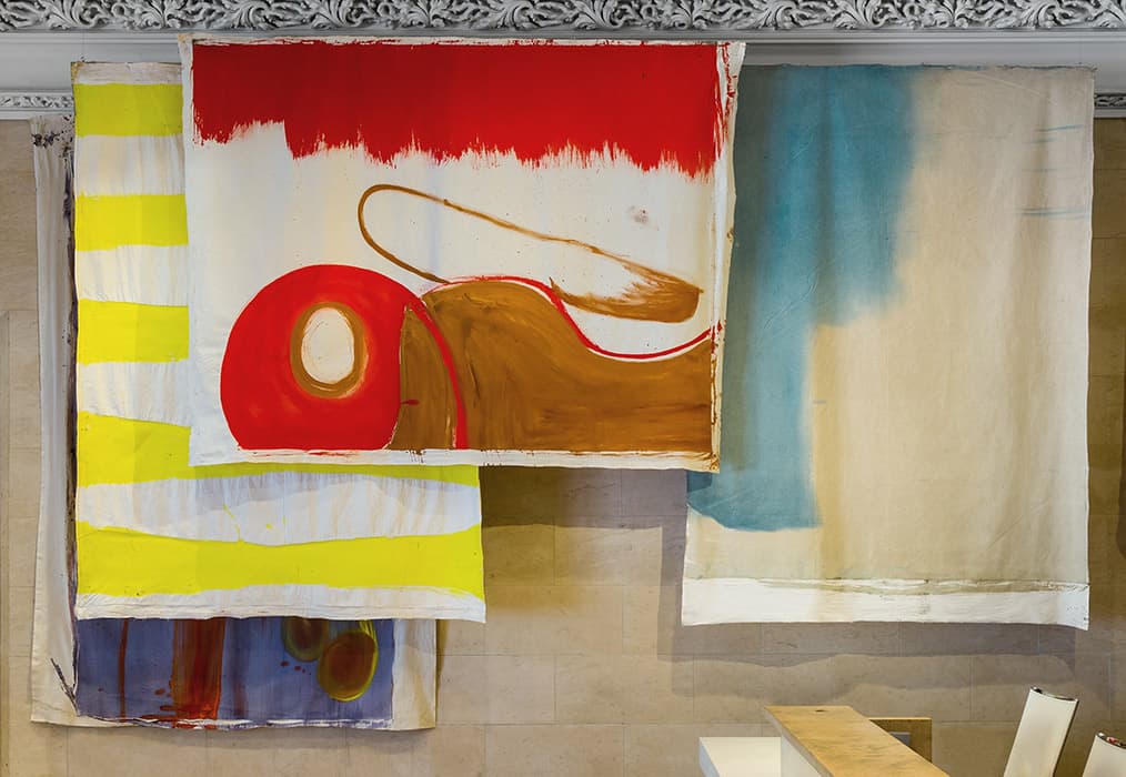 Installation view of the exhibition Using Walls, Floors, and Ceilings: Vivian Suter. May 05 – October 22, 2017. The Jewish Museum, NY. Photo by: Will Ragozzino.