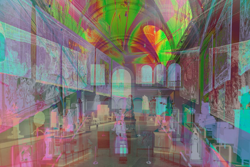 L DREAM HOUSE, MUSEUM, SPA 

James Welling, Morgan Great Hall, 2014
Inkjet print
Wadsworth Atheneum Museum of Art, Hartford, Purchased through a gift from Nancy D. Grover in honor of Robinson A. Grover (1936–2015)
Artwork © James Welling, courtesy of Regen Projects, Los Angeles and David Zwirner, New York / London

The phrase “dream house” appears in two of Walter Benjamin’s Convolutes, K and L, referring to both private dwellings and public spaces. A home may reveal the values, aspirations, and tastes of its owners; public spaces such as casinos, arcades, and museums reflect the psychology of whole societies.

This work by James Welling shows the interior of the Wadsworth Atheneum in Hartford, Connecticut, founded in the mid-nineteenth century. Such institutions, a mix of museum, library, and historical society, represented the cultural aspirations and civic ambitions of American cities at the time. Today, museums like the Wadsworth shape our visions of the past; the overlaid photographic images in this piece suggest the recursive nature of this project, in which each generation reflects on and sees itself reflected in those that have come before.