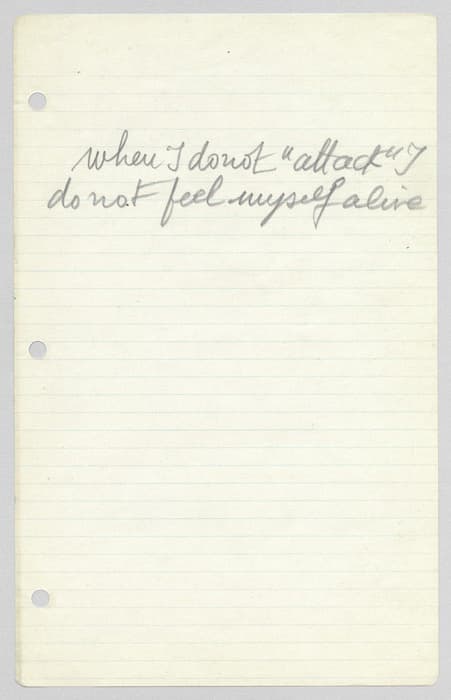 A piece of lined notebook paper with four binder holes along the left edge. Handwritten in pencil near the top of the page is the sentence: when I do not 