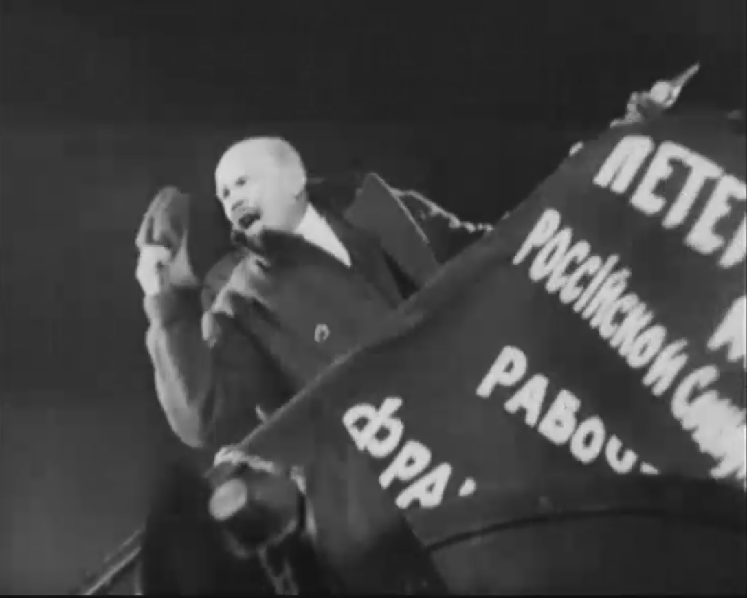 October, or Ten Days That Shook the World Directed by Sergei Eisenstein 1927, USSR, 103 min.

Officially produced to commemorate the tenth anniversary of the Russian Revolution, October traces the fall of the tsar, the rise of Lenin, and the triumph of the Bolsheviks. As in Battleship Potemkin (also screening), Eisenstein experimented in film technique, using explosive montage to evoke the spirit of revolution—in this case, the events in St. Petersburg during the months leading up to the Bolshevik revolt—and deploying space, shadow, movement, and rhythm to convey mood and meaning. A workers' rebellion in the streets, followed by the raising of bridges to isolate their neighborhood, becomes a visual symphony of panic.