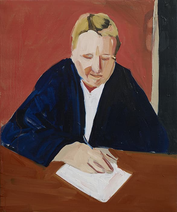 Chantal Joffe, Gertrude Stein, 2014. Oil on canvas, 21 ⅝ × 18 ⅛ × 1 in. Courtesy the Artist and Victoria Miro, London. © Chantal Joffe. Courtesy of the artist, Victoria Miro, London and Cheim & Read, New York 