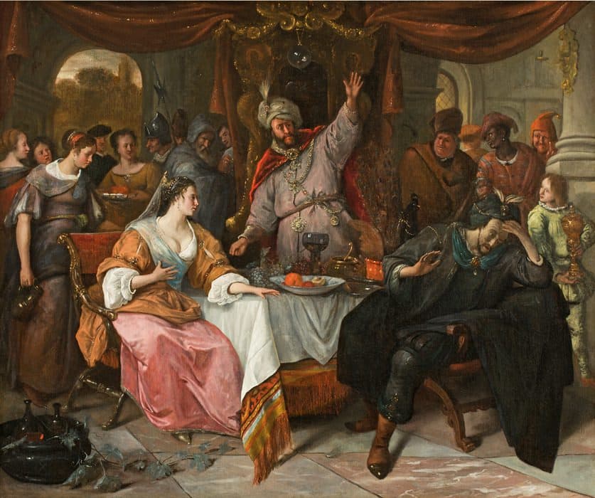 an Steen, The Wrath of Ahasuerus, 1668–70. Oil on canvas, 32 x 38 ¾ in. (81.2 x 98.5 cm). Museum Bredius, The Hague, Netherlands.